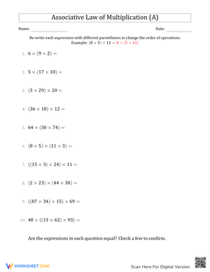 Understand Associative Law of Multiplication