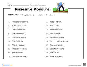 Possessive Pronouns Practice - Circle & Learn! Grades 2-4