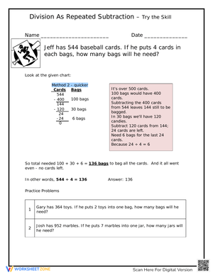 Division as Repeated Subtraction Practice