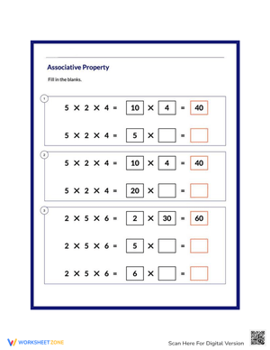 Associative Property Practice Sheet