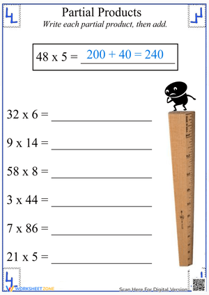 Partial Products Multiplication Worksheet