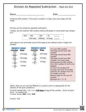 Division as Repeated Subtraction Explanation