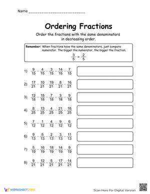 Ordering Fractions Made Easy: Practice Worksheet