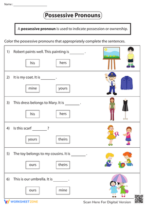 Coloring Correct Possessive Pronouns