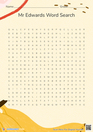 Mr. Edwards' Vocabulary Word Search Worksheet