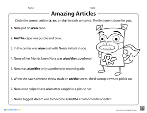 Fill in the Article: A, An, The