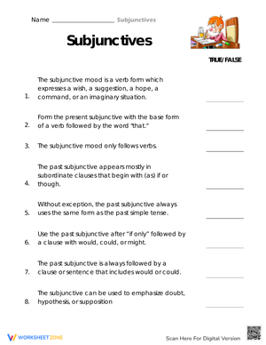 True or False Test Worksheet
