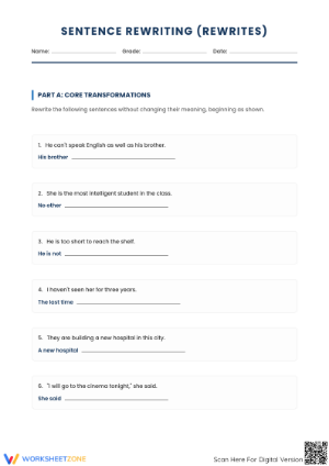 Sentence Rewriting Practice | Grade 8-9 Essential Guide