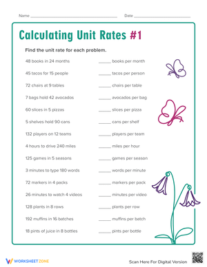 Calculating Unit Rates Practice