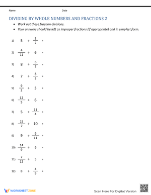 Dividing by Whole Numbers and Fractions