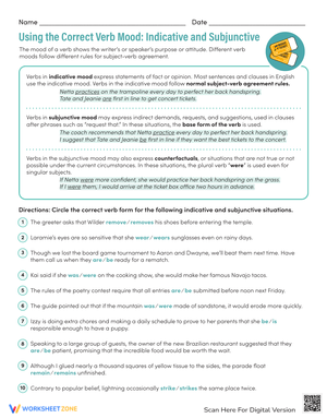 Using Correct Verb Mood: Indicative/Subjunctive