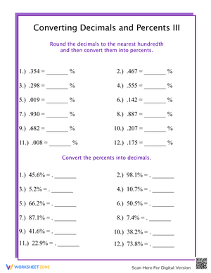 Decimals, Percents, and Estimating
