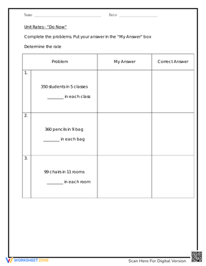 Unit Rates Practice Worksheet