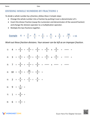 Practice Dividing Fractions No Model