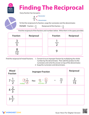 Find the Reciprocal Worksheet