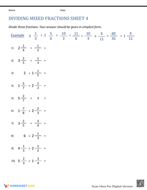 Practice Dividing Mixed Fractions