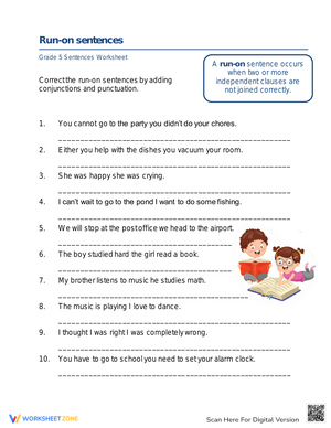 Correcting Run-On Sentences Practice