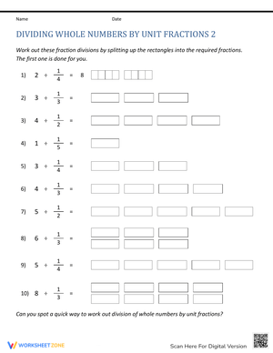 Dividing Whole Numbers by Unit Fractions: Practice