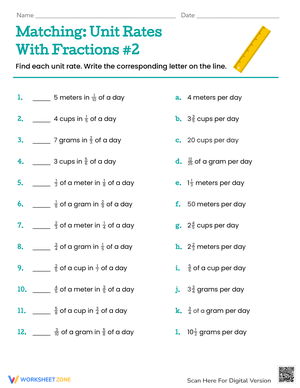 Matching Unit Rates with Fractions: Practice