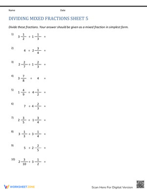 Dividing Mixed Fractions: Practice and Master