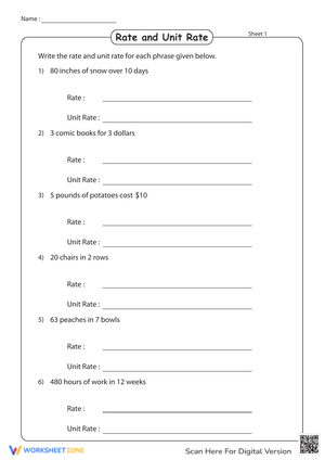Calculate Rate and Unit Rate