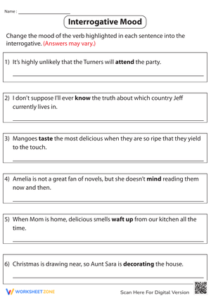 Converting Verbs into Interrogative Mood