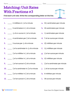 Matching Unit Rates with Fractions