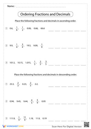 Ordering Fractions and Decimals