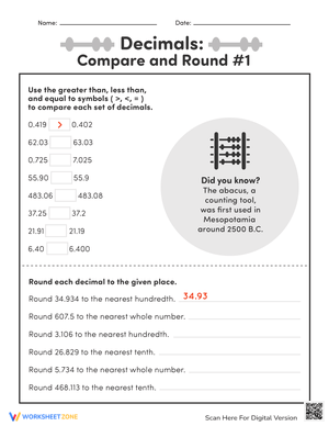 Compare and Round Decimals