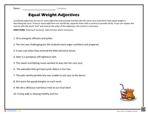 Equal Weight Coordinate Adjectives
