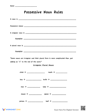 Possessive Noun Rules: Singular & Plural