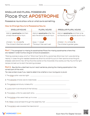Singular and Plural Possessives Apostrophes