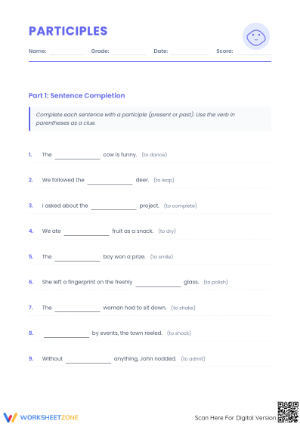 Grade 8 Participles Worksheet — Essential Grammar Practice