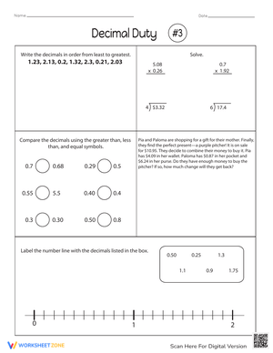 Decimal Operations Practice Worksheet