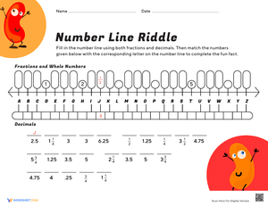 Fill in the Number Line Worksheet