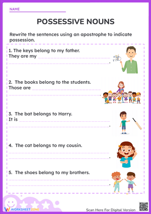 Rewrite with Possessive Nouns Worksheet