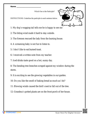 Identifying Participles Worksheet