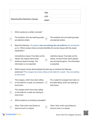 Restrictive and Non-Restrictive Clauses