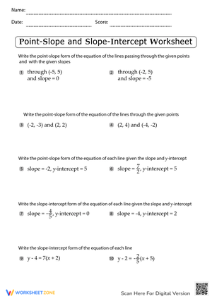 Point-Slope and Slope-Intercept Practice