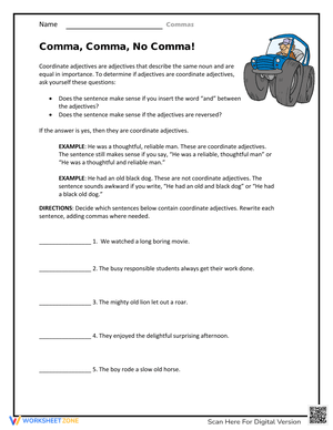 Comma Usage Practice Worksheet