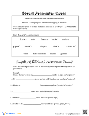 Plural Possessives Worksheet