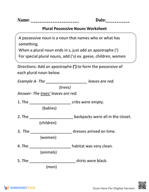 Plural Possessive Nouns Practice