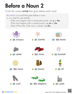 Articles Before a Noun: A, An, The