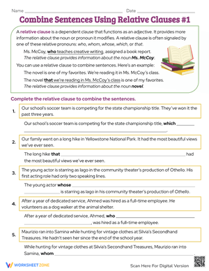 Combine Sentences Using Relative Clauses
