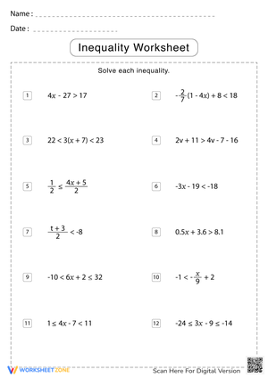 Solving Inequalities Practice