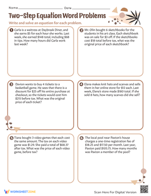 Two-Step Equation Word Problems