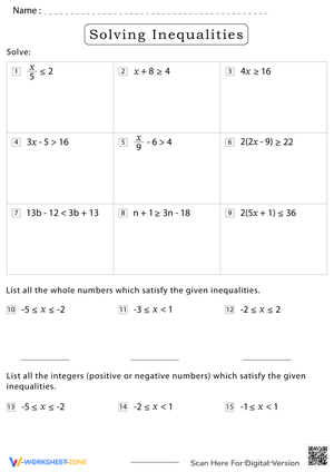 Grade 6 Inequalities Worksheets 2024