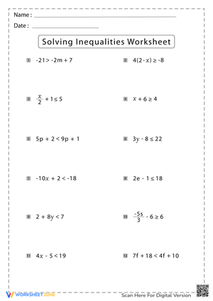Solving Inequalities: Practice and Improve Skill