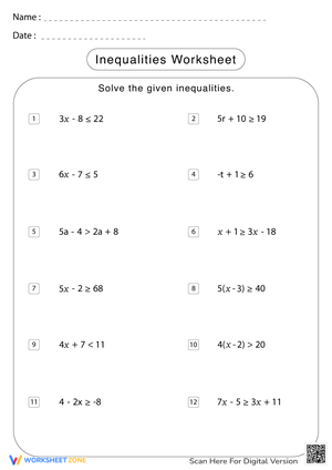 Practice Inequalities with Easy Worksheet!