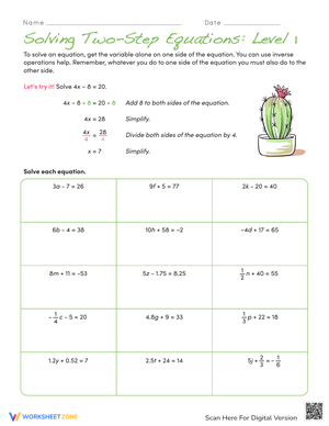 Solve Two-Step Equations with Skill!